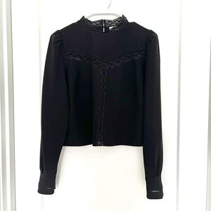 Wilfred Aritzia Delaney Blouse - Black Lace Structured